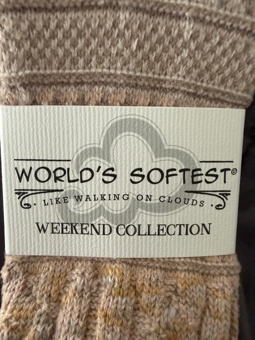 World's Softest Weekend Collection Beige Cable Knit Socks